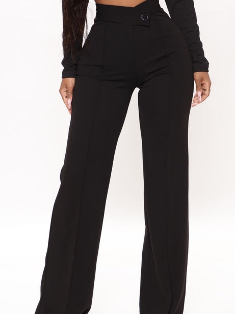 Fashion Nova Black Wide-Leg Trousers